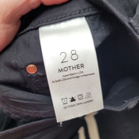 Mother Insider crop step fray black guilty racer striped jeans raw hem - Picture 8 of 11